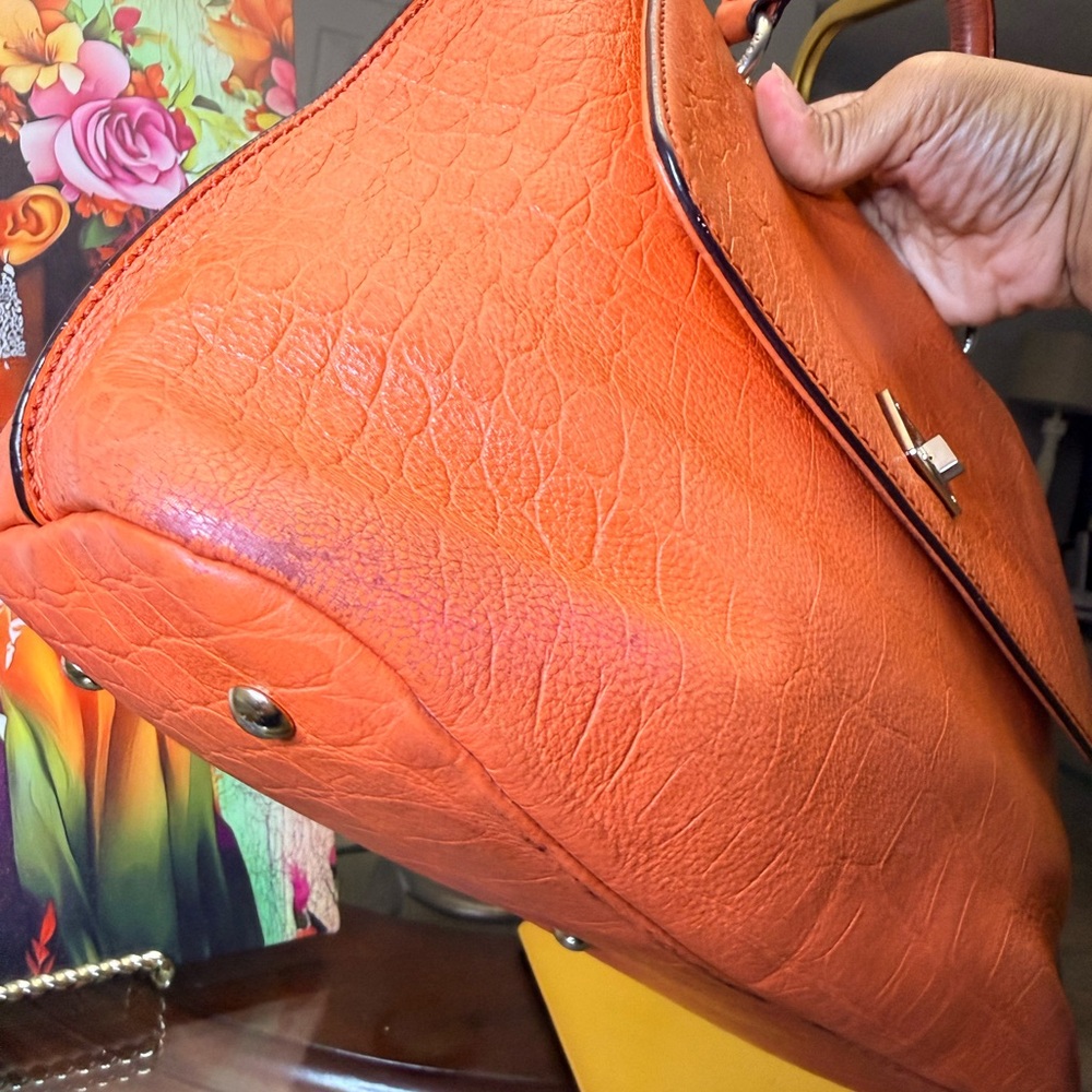 MCM Coral Satchel with Gold Bow Accent - Picture 4 of 15